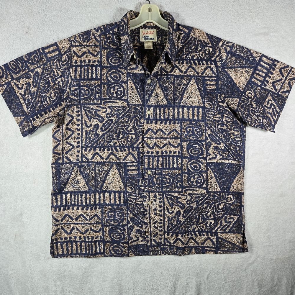 Reyn Spooner Alfred Shaheen XL Brown Button Up Short Sleeve Hawaiian Shirt